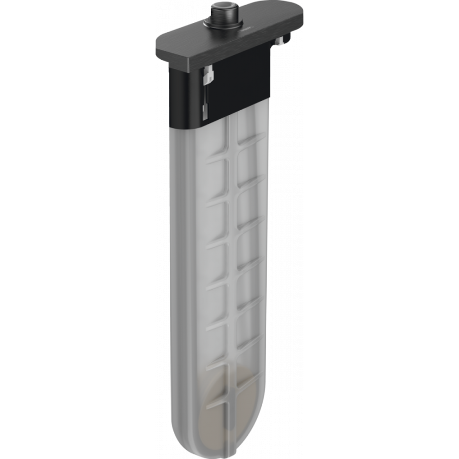 Photo Shower mixer with rectangular socket hansgrohe sBox 28010340 grinded black chrome