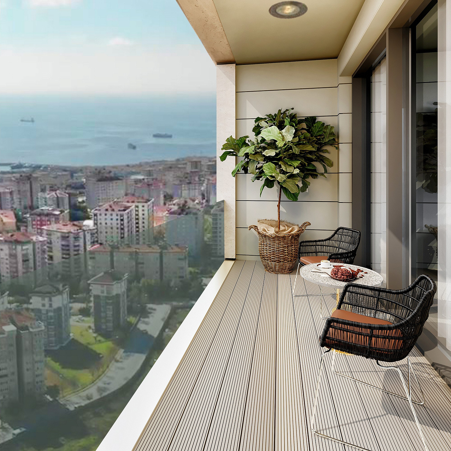 Comfortable residential complex of a family concept next to the sea and marina