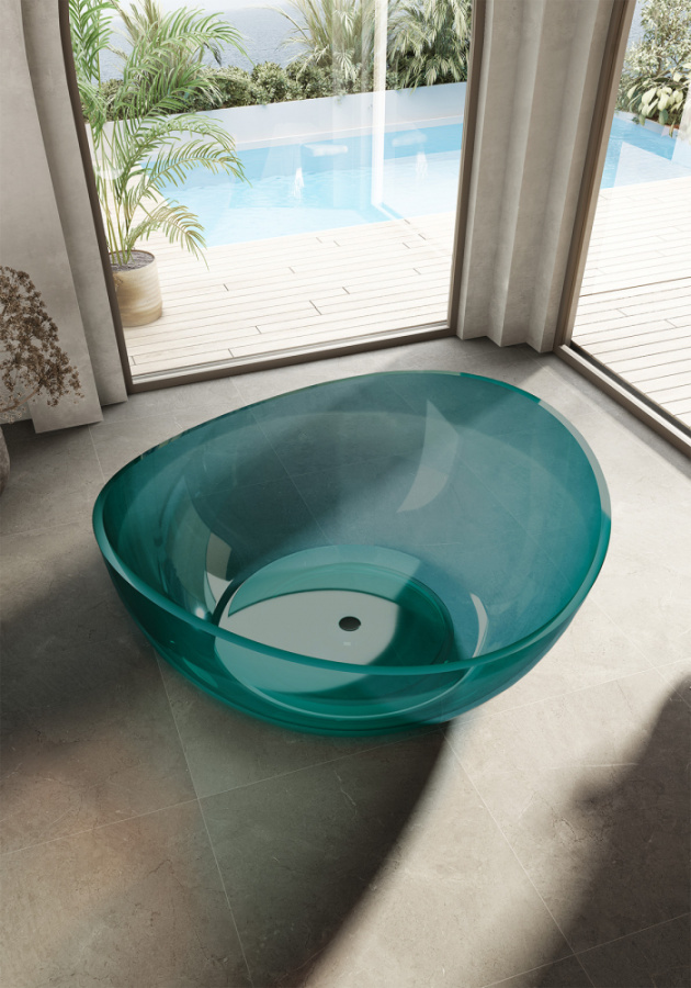 Photo Transparent bath Abber Kristall 150x150 AT9705Aquamarin aquamarine