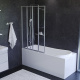 Photo Acrylic bath kit AM.PM Like W80ASET-170AC with frame and curtain on board the bath W80BS-100-140CT + shower system Like F0780700