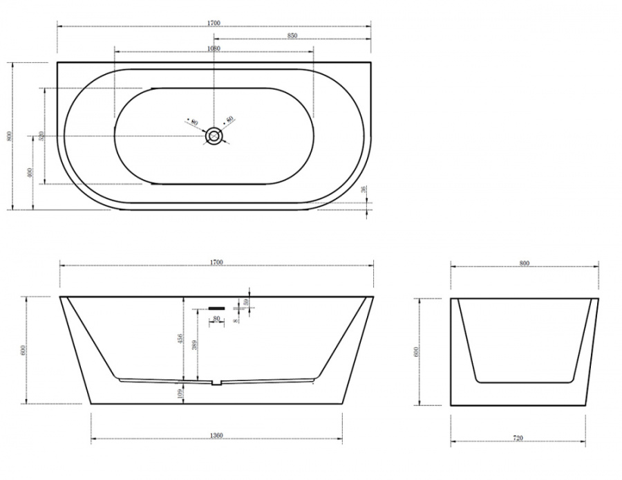 Photo Acrylic bath Abber 170x80 AB9216-1.7R