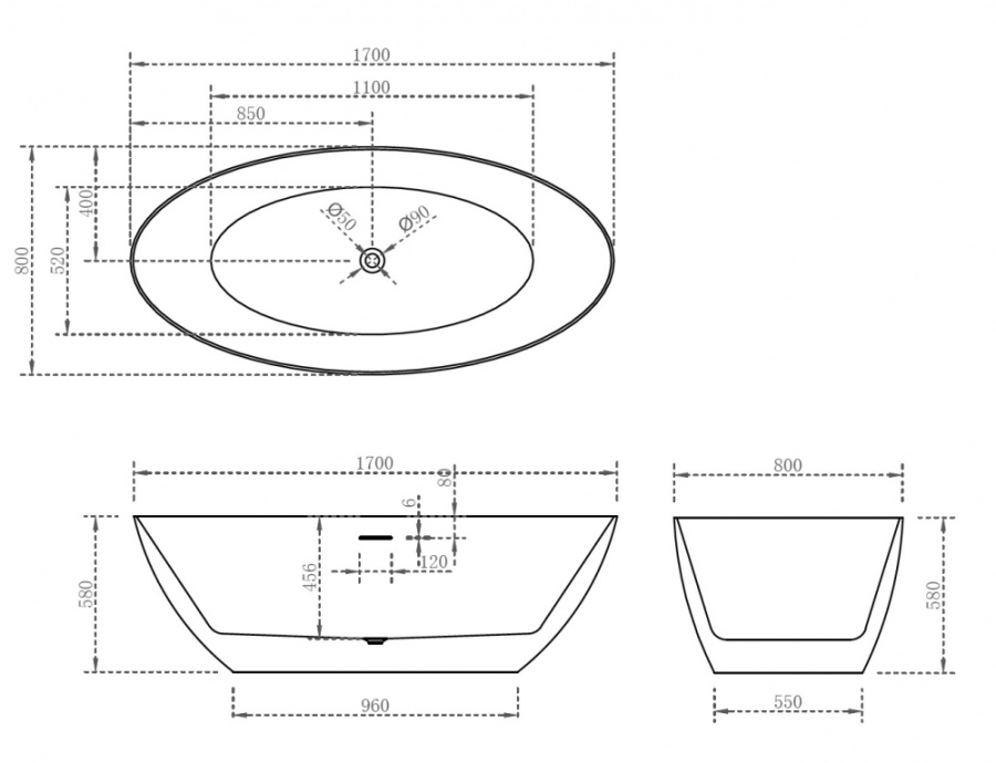 Photo Acrylic bath Abber 170x80 AB9374-1.7