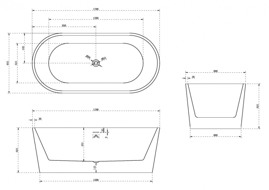 Photo Acrylic Bath Abber 170x80 AB9209MB
