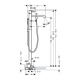 Photo Floor bath mixer Axor Uno 38442340 with shower set polished black chrome