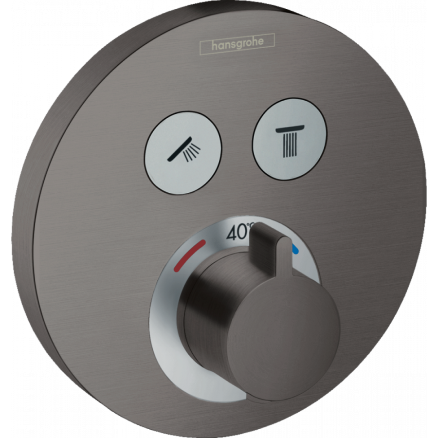 Photo Shower mixer with thermostat hansgrohe ShowerSelect S 15743340 for 2 consumers, CM, polished black chrome