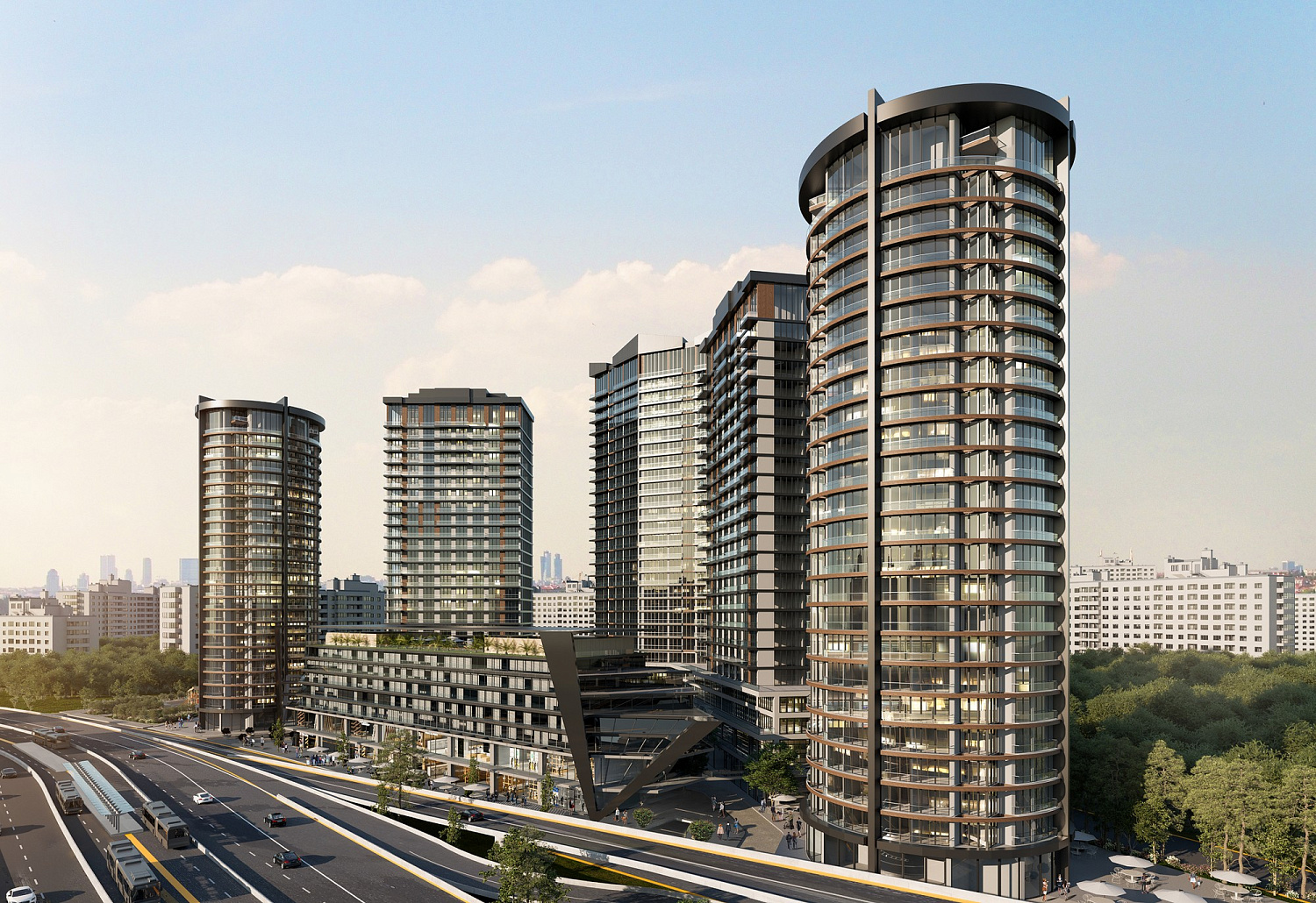 Modern complex for living in the style of a metropolis