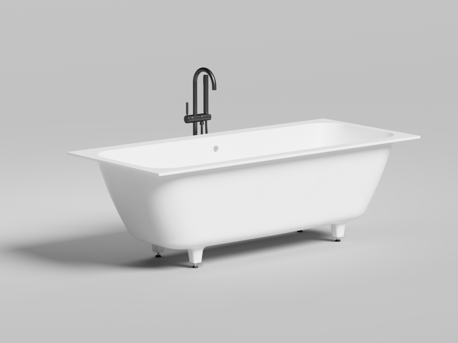 Photo Bath of artificial stone Salini Orlando Axis 180x80 103212MF black matte