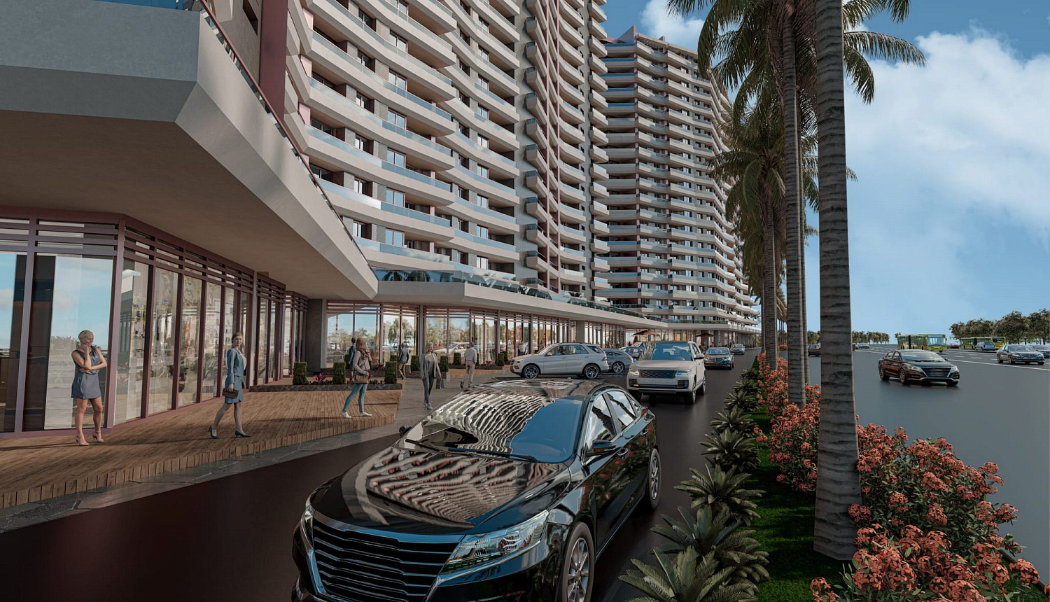 Modern complex with swimming pools and sports infrastructure