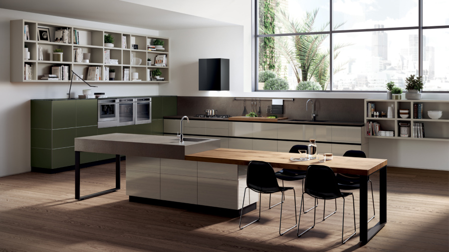 Photo Scavolini Tetrix kitchen corner with island