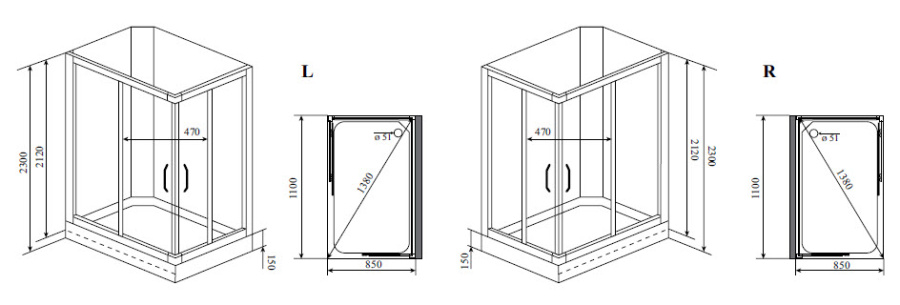 Photo Shower cabin Timo Lux TL-1504 R, right-hand
