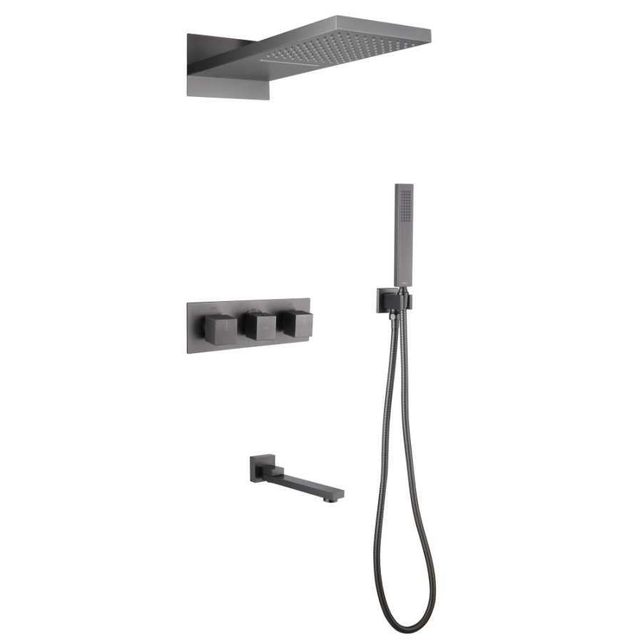 Photo Abber Daheim AF8253NG shower kit with nickel thermostat