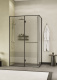 Photo Roca Apex door left with side panel 140x80 ZRU9307900 weapons steel, glass transparent