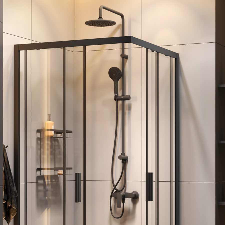 Photo Set shower corner Am.Pm Gem S 90x90 WK93EP black matte