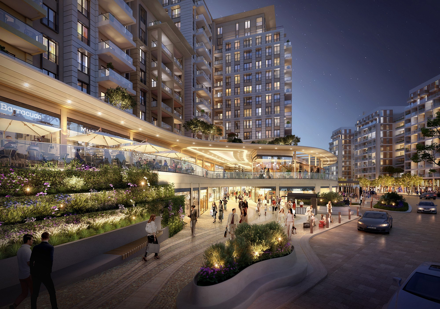 Multifunctional residential quarter with park