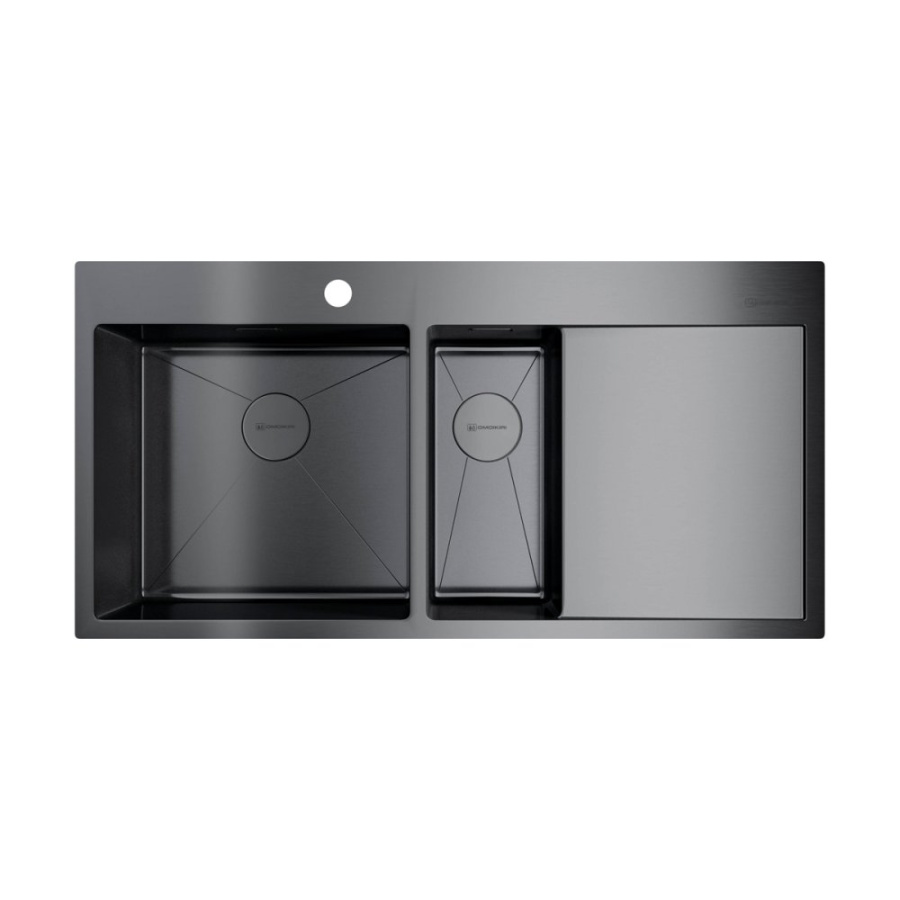 Photo Kitchen washer Omoikiri Akisame 100-2-GM-L Stainless Steel/Crown Steel 4973103