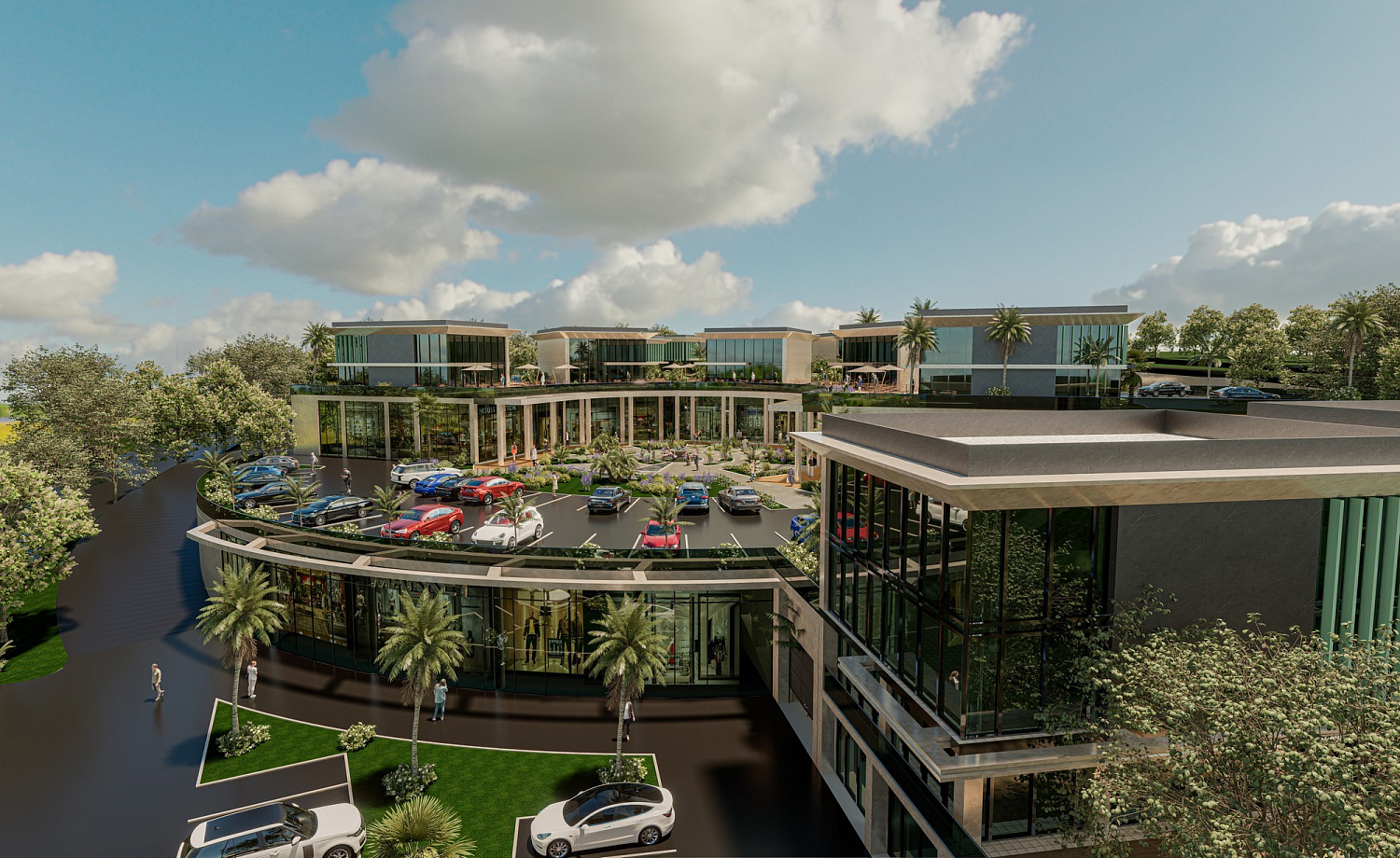 Modern complex with swimming pools and sports infrastructure
