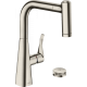 Photo Kitchen mixer hansgrohe Metris Select M71 220, 2jet, sBox 73805800 for 2 holes, with hood shower, steel