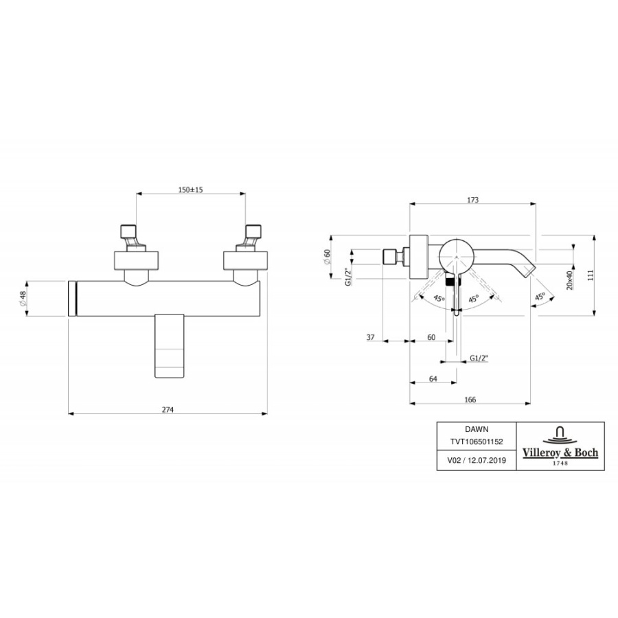 Photo Bath mixer Villeroy & Boch Dawn TVT10650115261