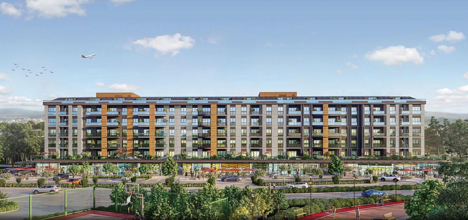 Residential complex overlooking the city and surrounding nature