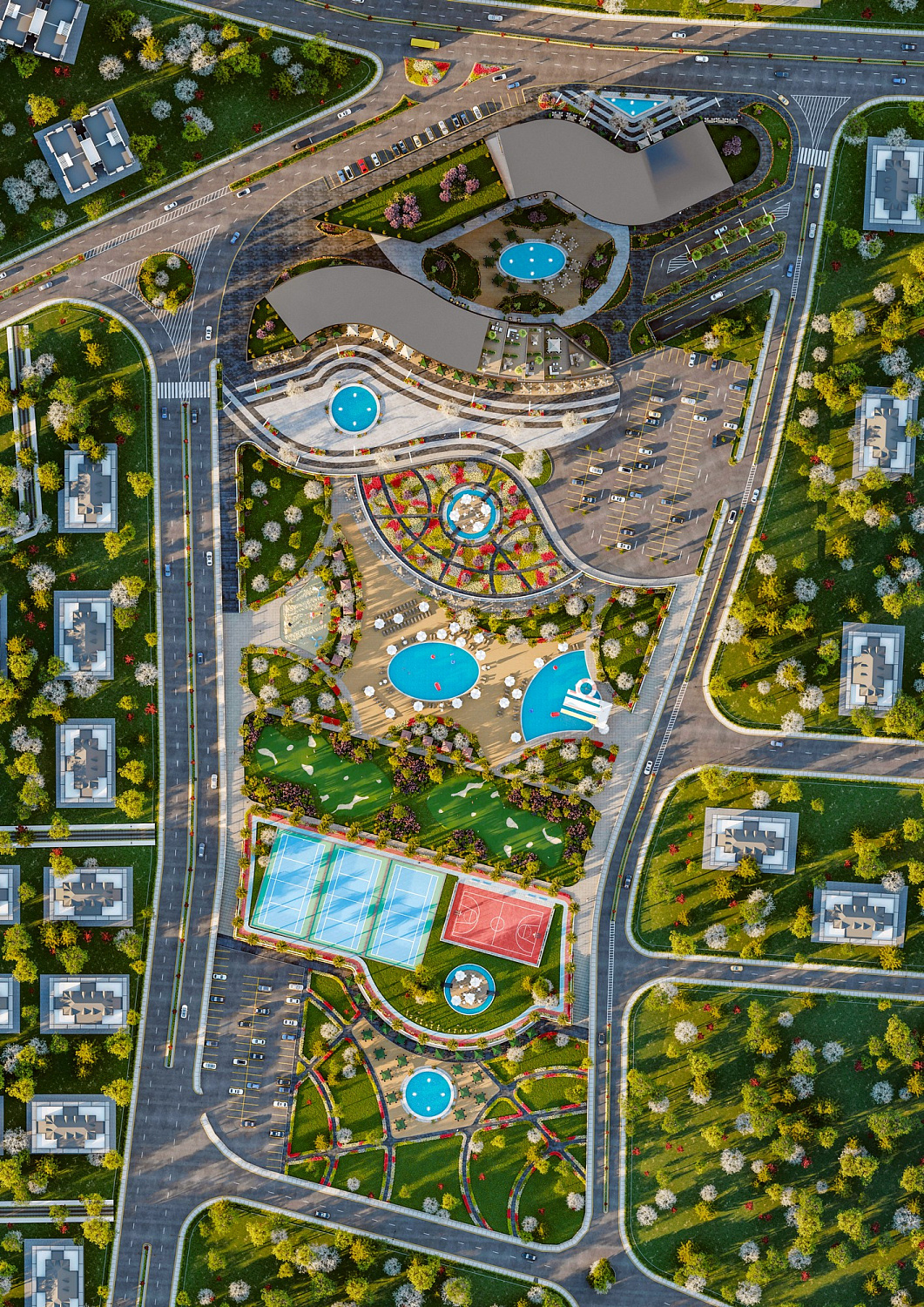 Multifunctional residential complex with golf course