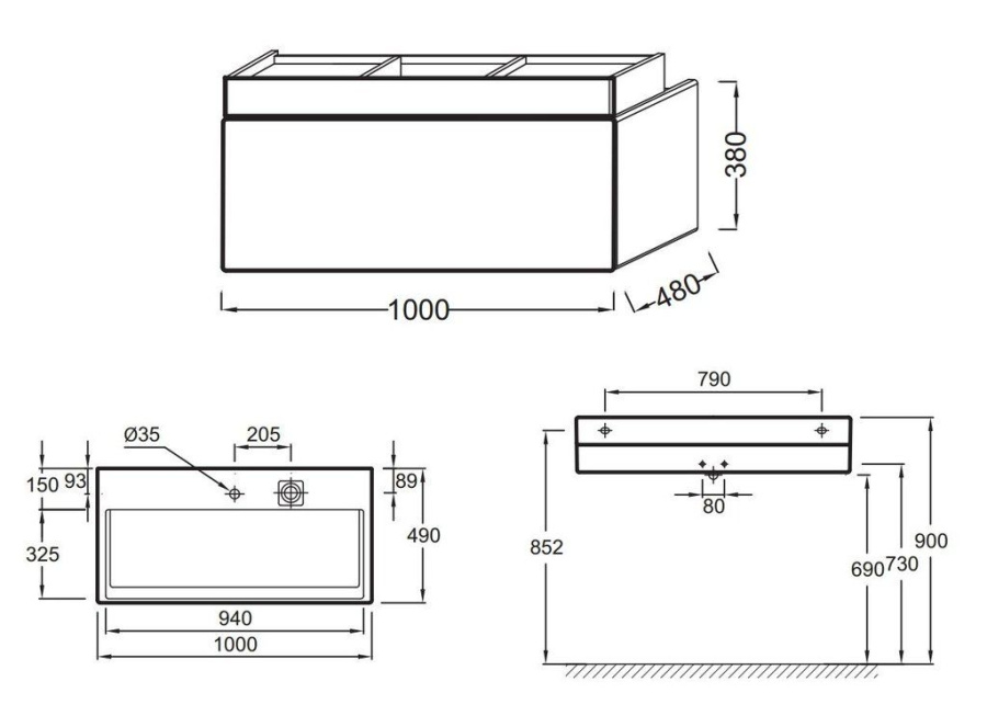 Photo Jacob Delafon Terrace 100 EB1187-N23 sink cabinet