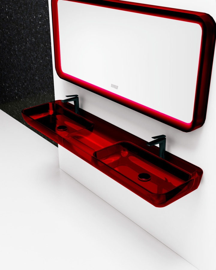 Photo Abber Kristall AT2807Rubin sink double, red