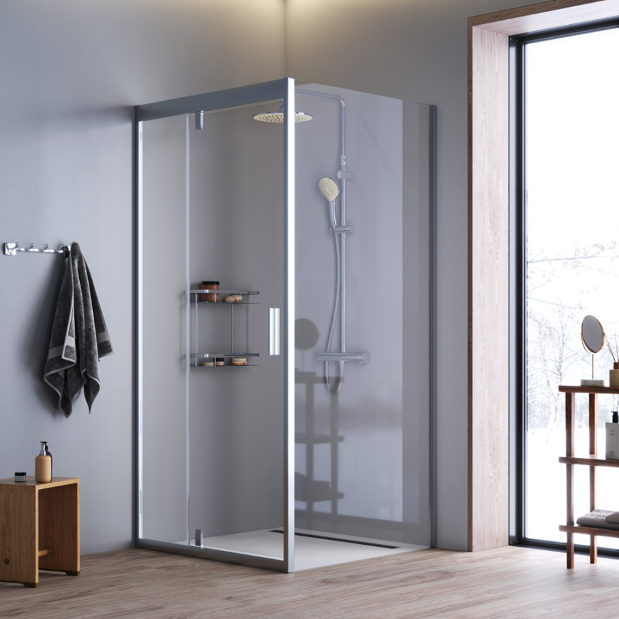 Photo Shower corner set AM.PM Gem 90x90 WK90DJ matte silver