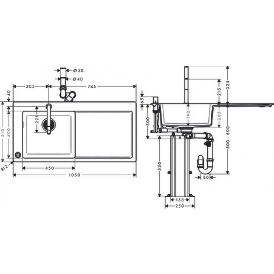 Photo Kitchen combination hansgrohe 450 with wing C51-F450-12 43228000