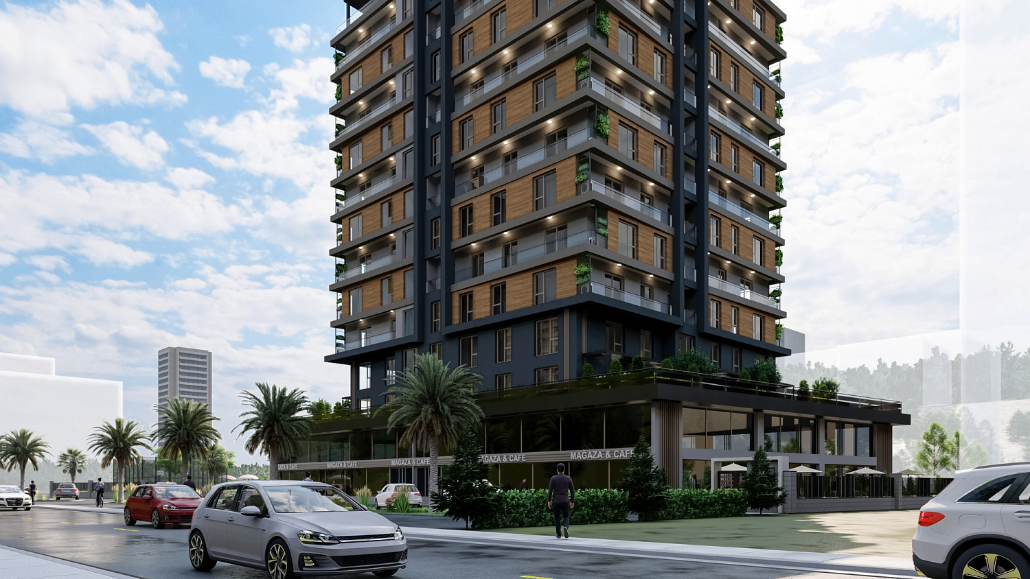 Modern residential complex with infrastructure