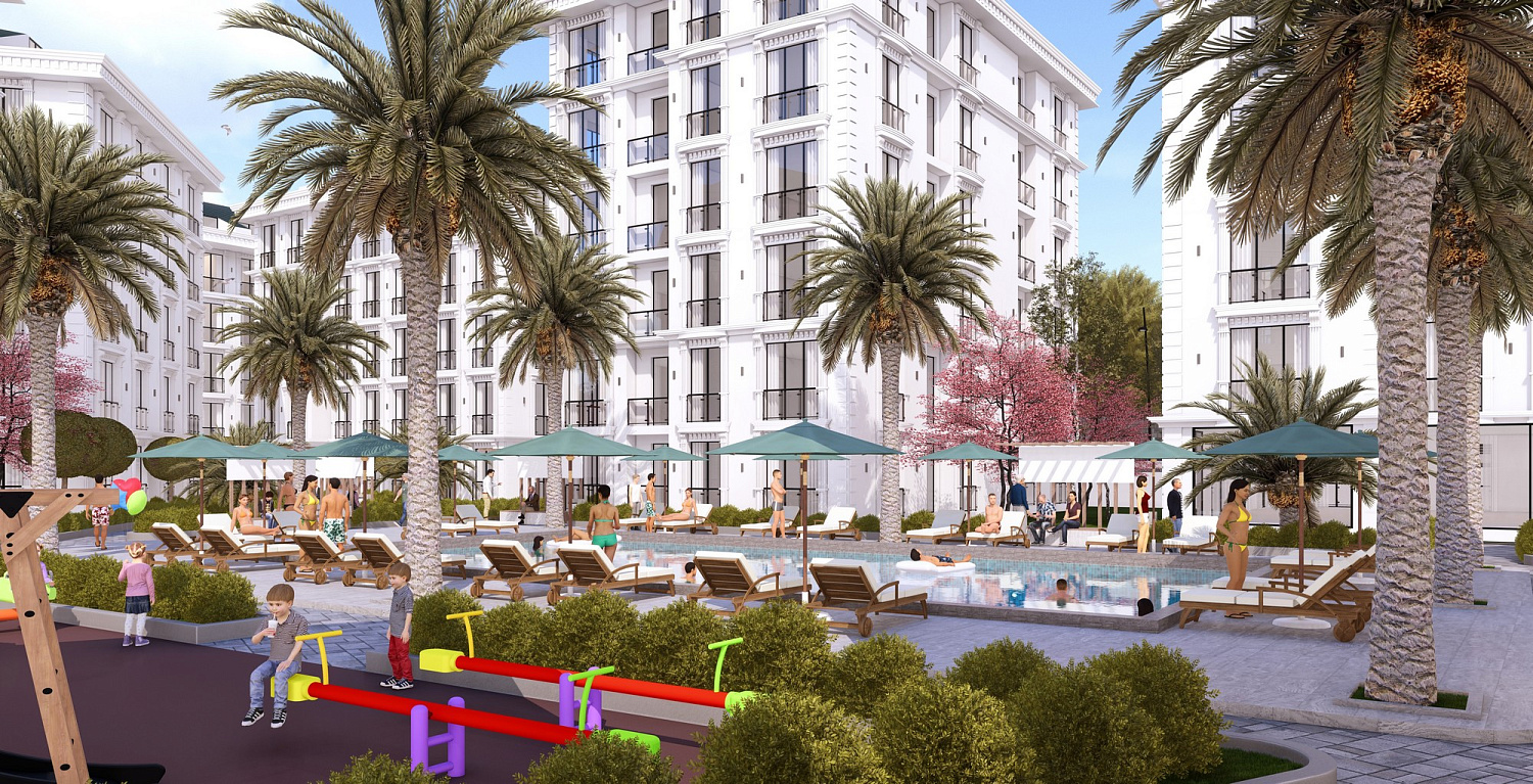 Residential project by the sea with developed infrastructure