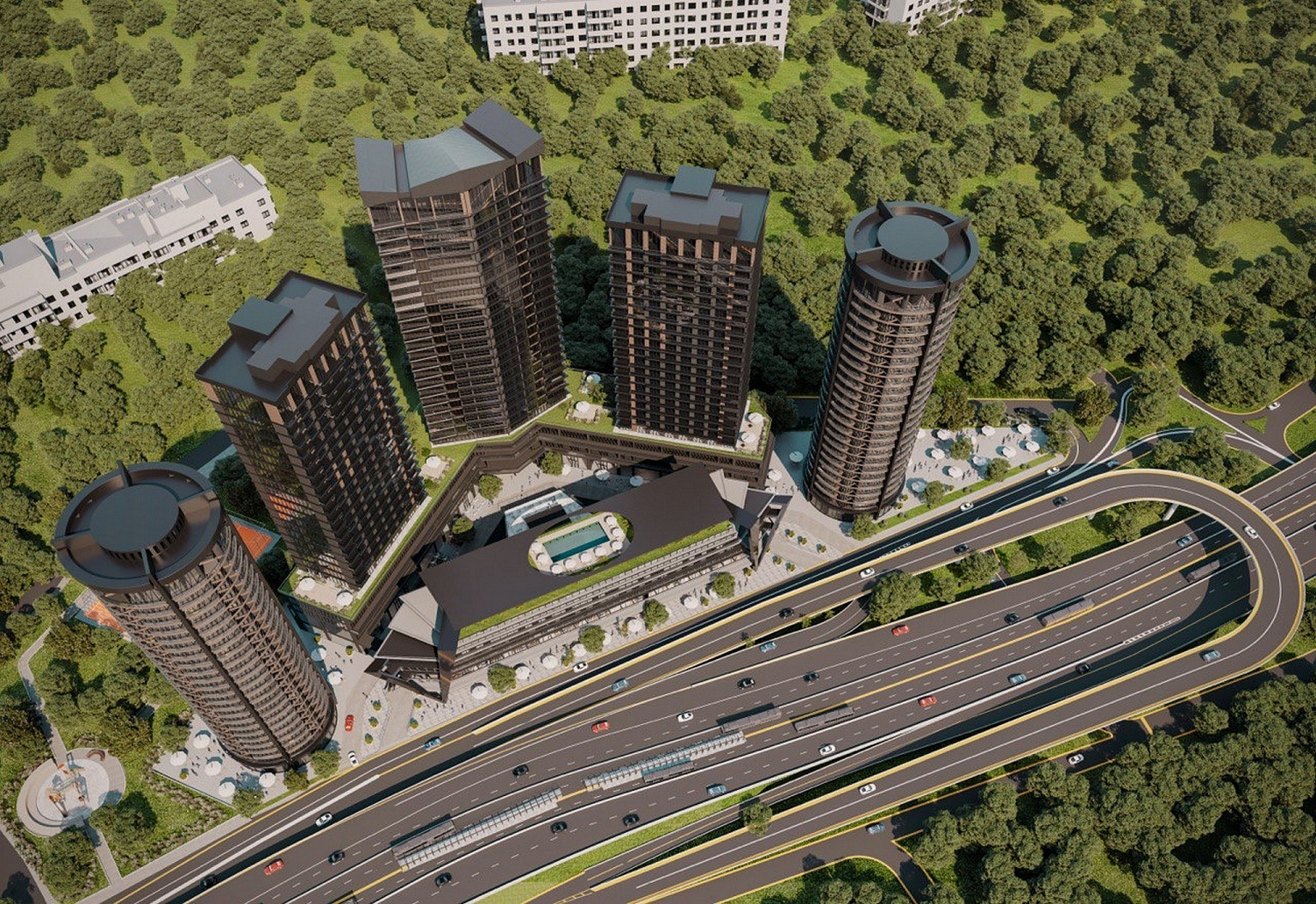 Modern complex for living in the style of a metropolis