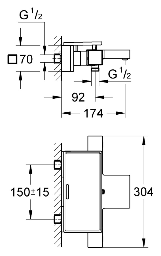 Photo Bath thermostat and shower with Grohe Grohtherm Cube 34502000