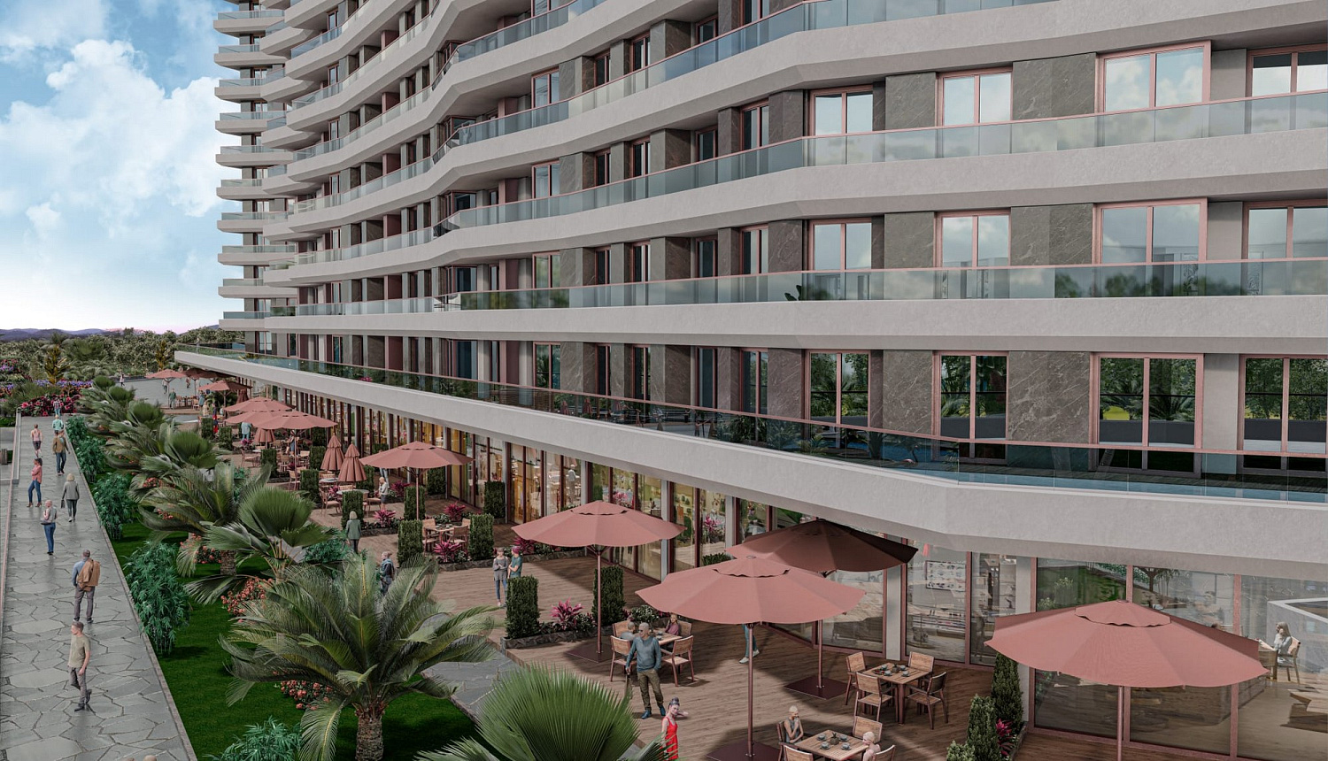 Modern complex with swimming pools and sports infrastructure