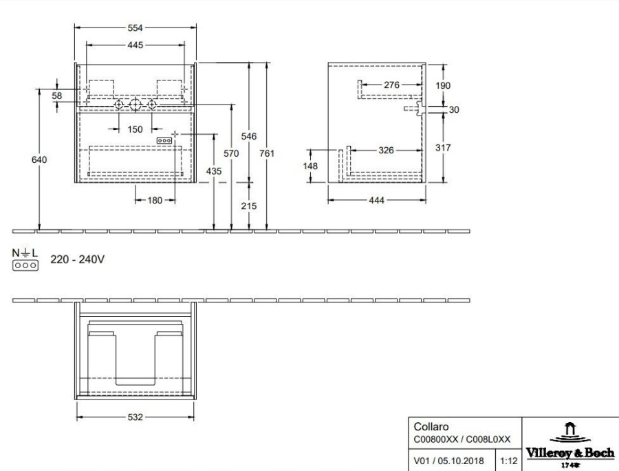 Photo The tube under the sink of Villeroy & Boch Collaro C00800VJ nordic oak