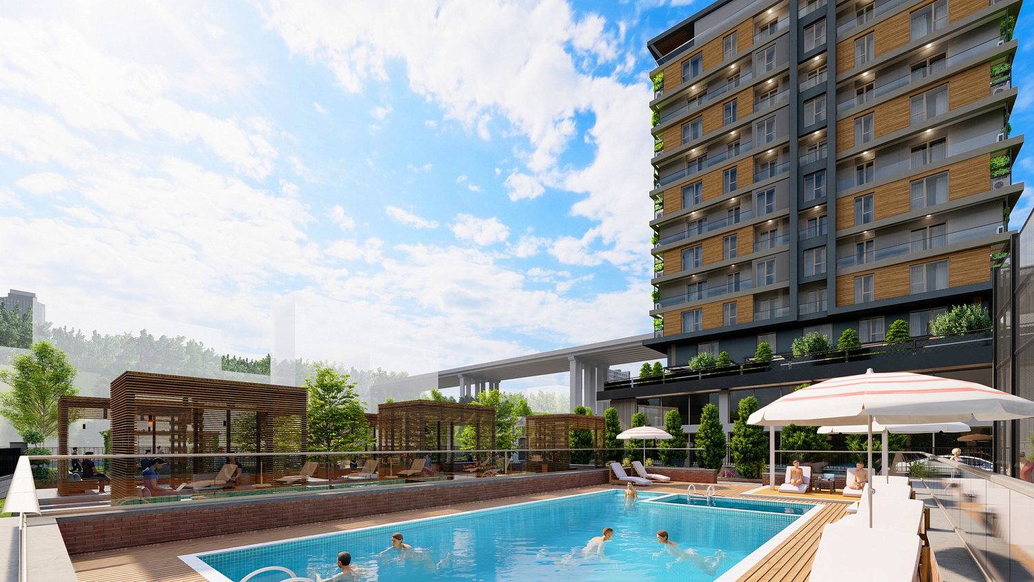Modern residential complex with infrastructure
