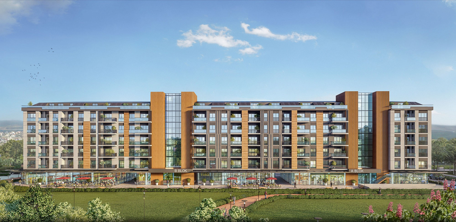 Residential complex overlooking the city and surrounding nature
