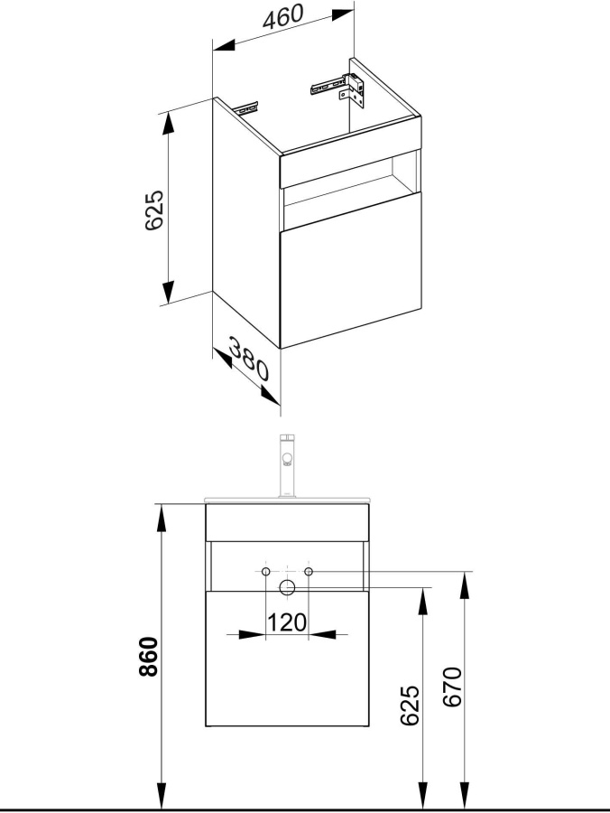 Photo The cabinet under the sink Keuco Stageline 46 32822290001 left inox matte
