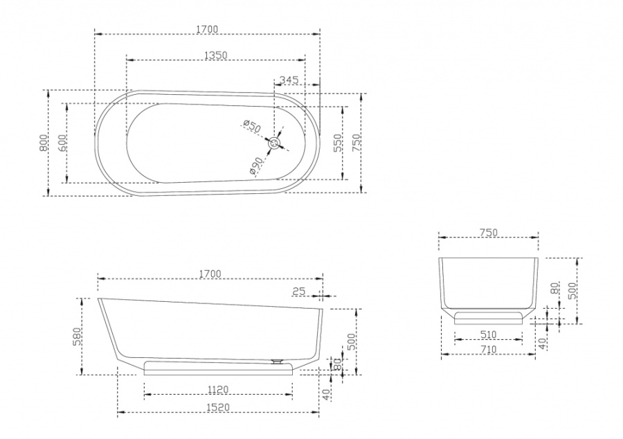 Photo Abber Kristall 170x80 AT9706Saphir Transparent Bath