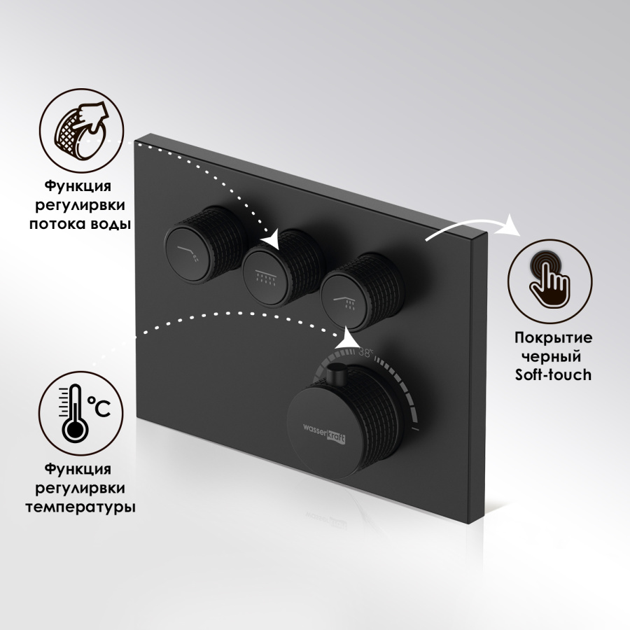 Photo WasserKRAFT Elbe A7458.219.162.302.240.217.220 Thermo with black matte thermostat