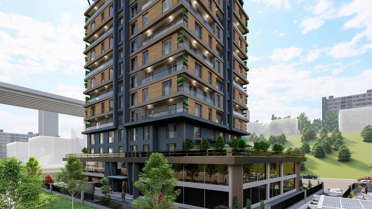 Modern residential complex with infrastructure