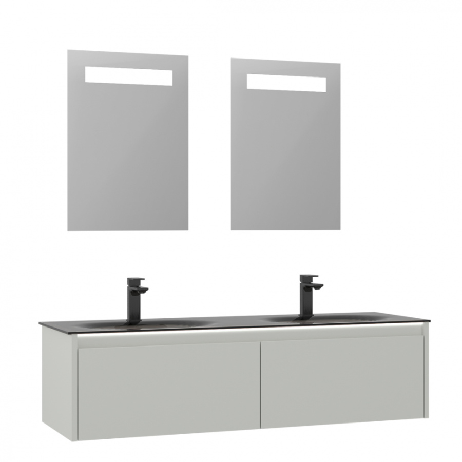 Photo Orka Lisbon sink cabinet 130 5001441 cashmere matte/dark grey