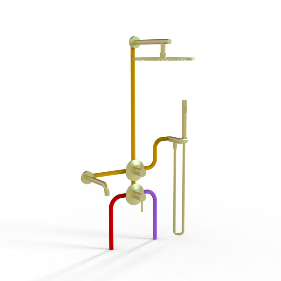 Photo Shower kit Paini Cox 78PJSET36911SHBATH Gold matte