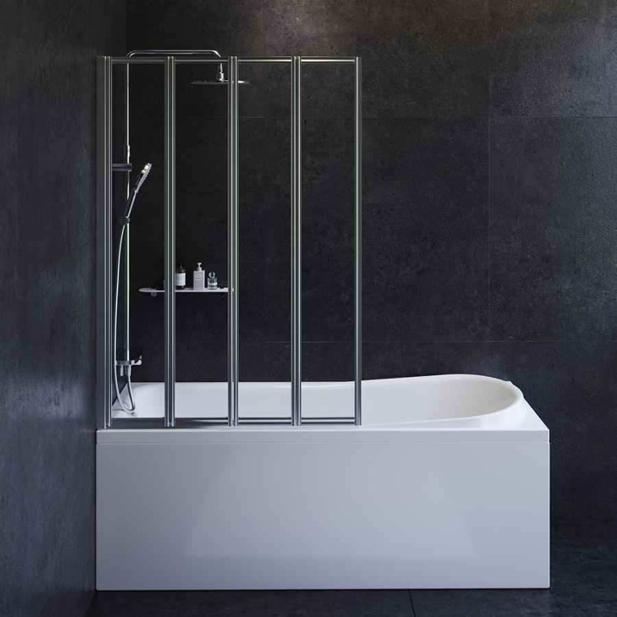 Photo Acrylic bath kit AM.PM Like W80ASET-170AC with frame and curtain on board the bath W80BS-100-140CT + shower system Like F0780700