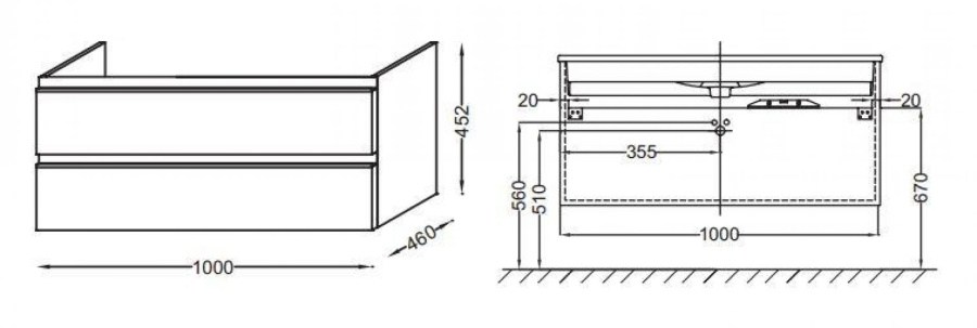 Photo Bathroom under the sink 100 cm Jacob Delafon Vox EB2025-RA-N18 white shiny