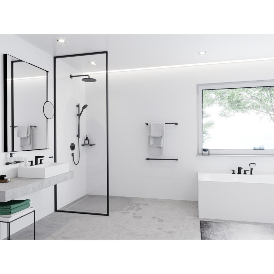 Photo overhead shower hansgrohe Croma 280 26220340 1 mode grinded black chrome