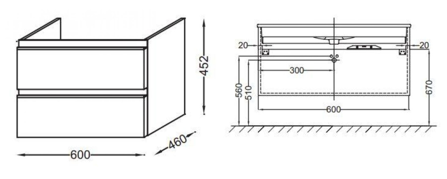 Photo Bathroom under the sink 60 cm Jacob Delafon Vox EB2030-RA-442 gray anthracite lacquer