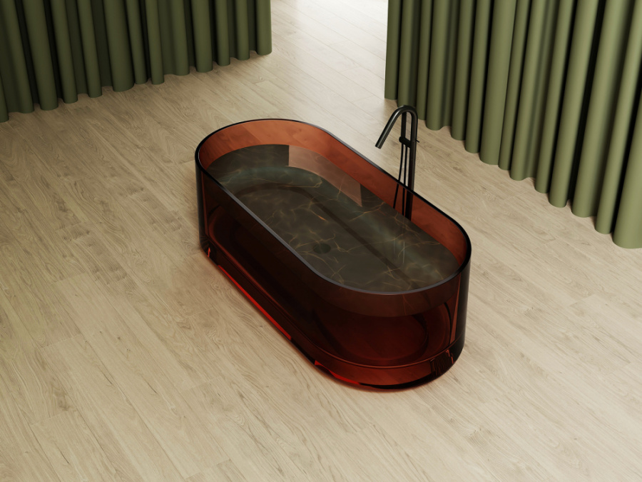 Photo Transparent bath Abber Kristall 170 AT9708Opal brown