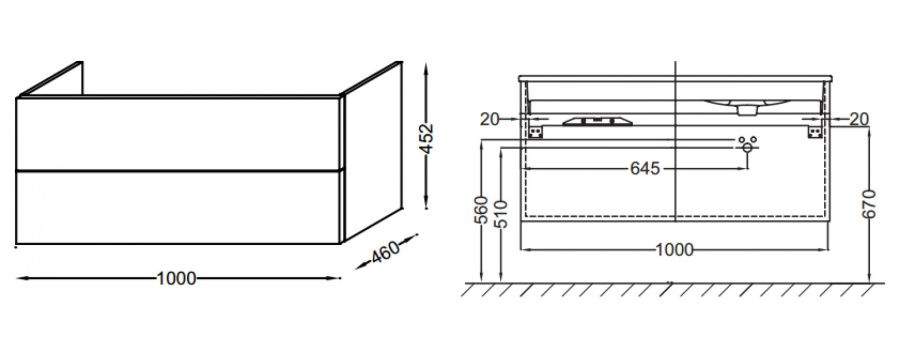Photo The cabinet under the sink 100 cm Jacob Delafon Vox EB2076-R2-G1C white