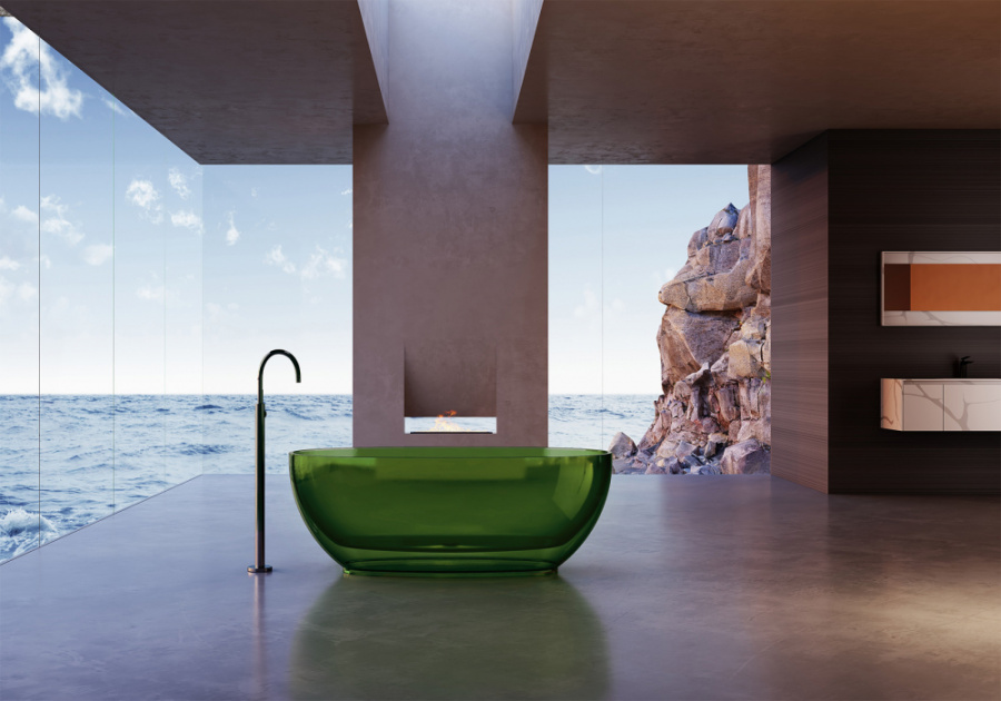 Photo Transparent bath Abber Kristall 170x75 AT9703Emerald green