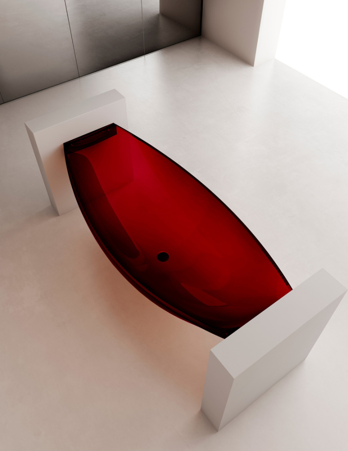 Photo Transparent bath Abber Kristall 180x80 AT9704Rubin red